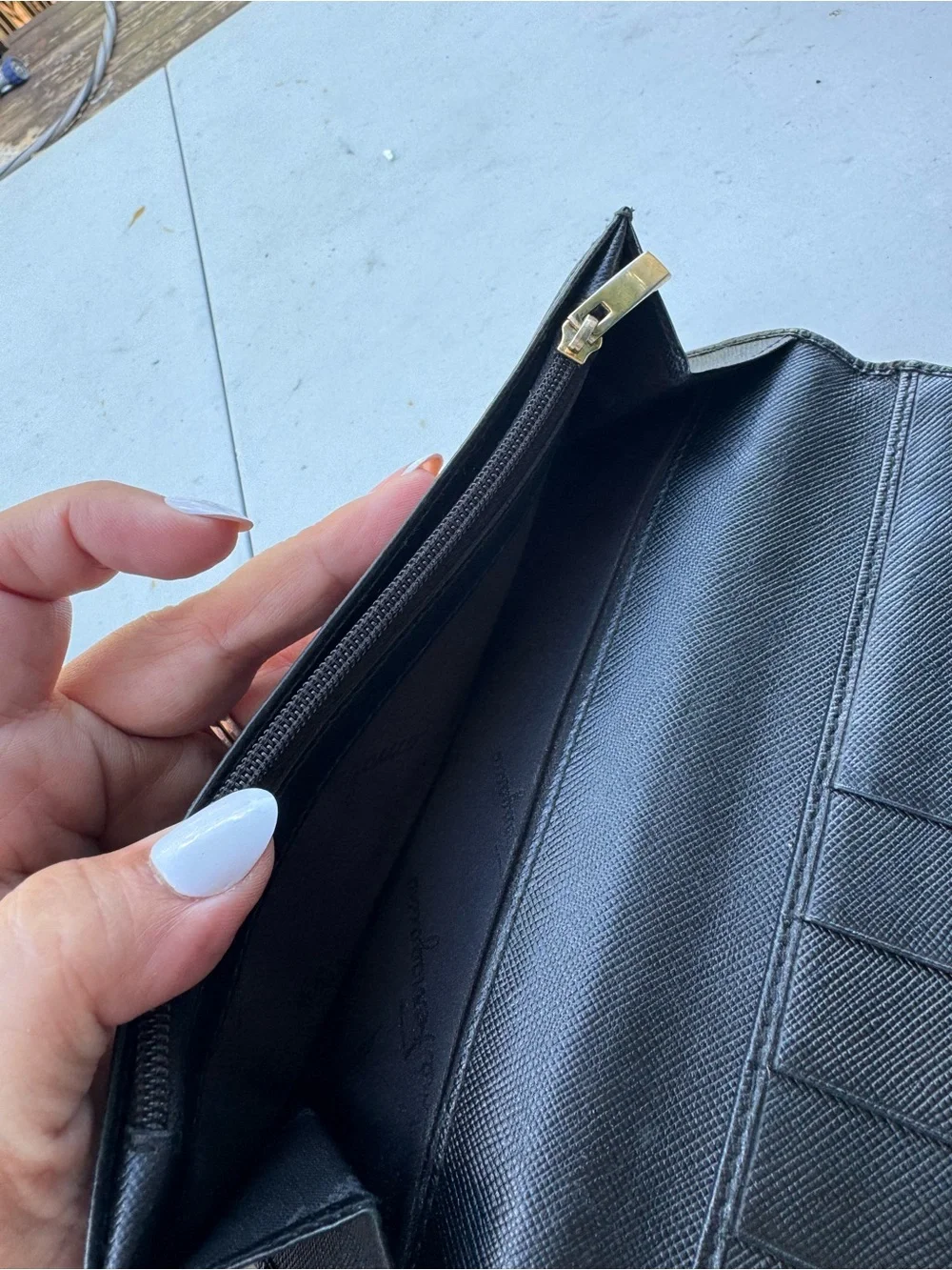 Salvatore Ferragamo Black Leather Wallet with Gold Gancini